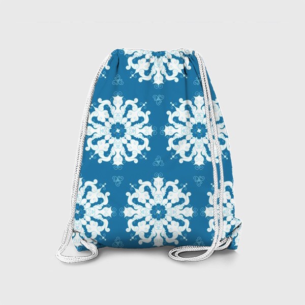 Рюкзак «Белые снежинки на синем фоне 2»