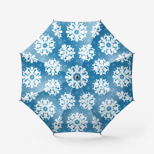 Зонт &laquo;Белые снежинки на синем фоне 2&raquo;