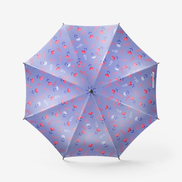 Зонт «Красные цветочки и листики»