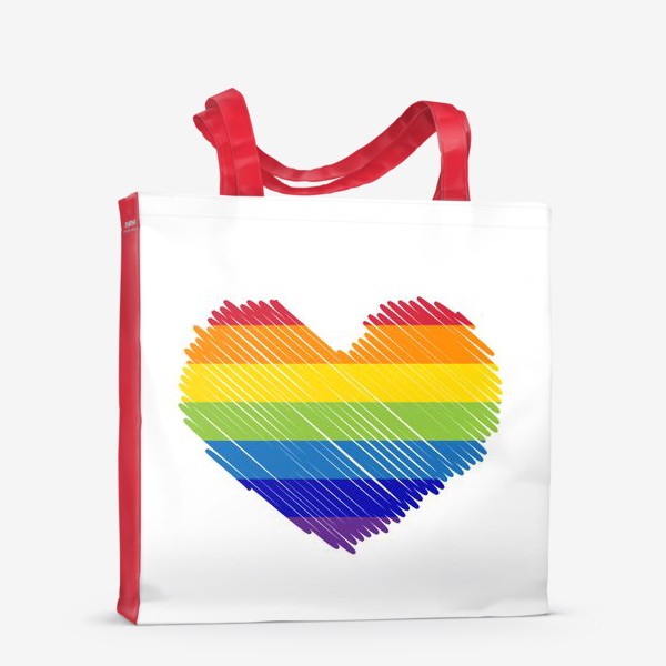 Сумка-шоппер «Сердце радуга карандашом, любовь и 14 февраля»