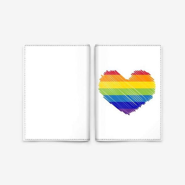 Обложка для паспорта «Сердце радуга карандашом, любовь и 14 февраля»