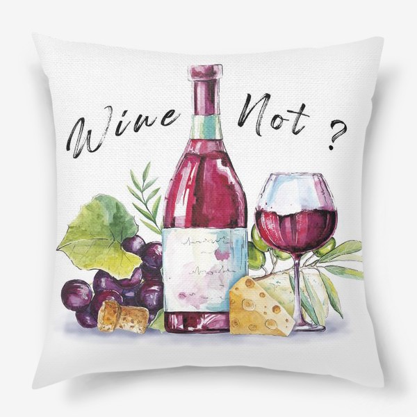 Подушка «Принт с бокалом красного вина»