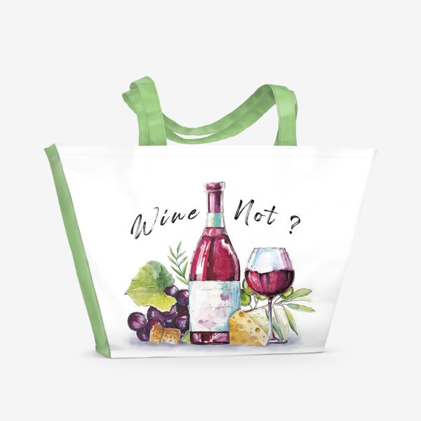 Пляжная сумка «Принт с бокалом красного вина»