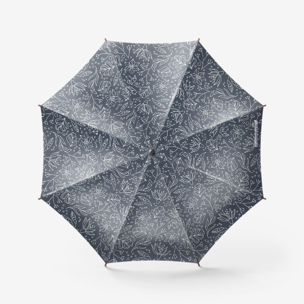 Зонт «Контурные цветы на синем»