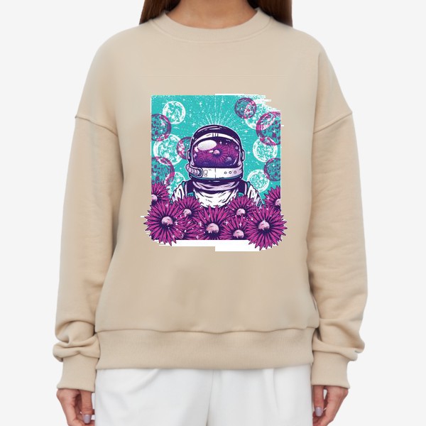 Свитшот «Космонавт с цветами»