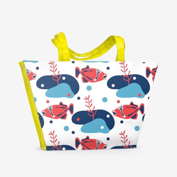 Пляжная сумка «Подводный мир, Рыбы,»