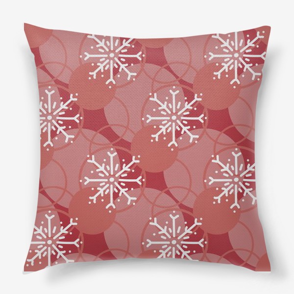 Подушка «Снежинки на красном фоне»