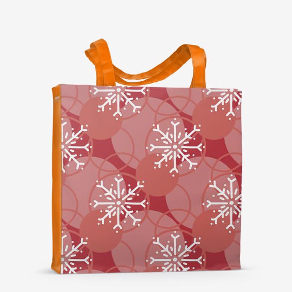 Сумка-шоппер «Снежинки на красном фоне»