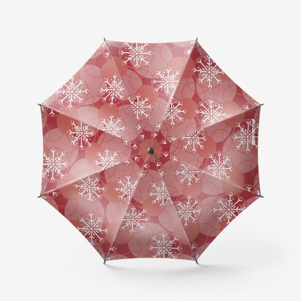 Зонт &laquo;Снежинки на красном фоне&raquo;