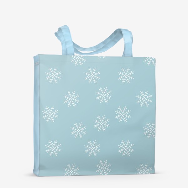Сумка-шоппер «Снежинки на голубом фоне»