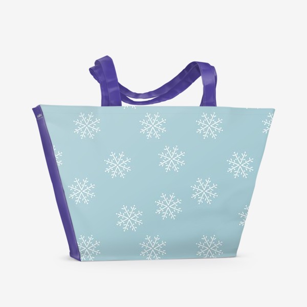 Пляжная сумка «Снежинки на голубом фоне»
