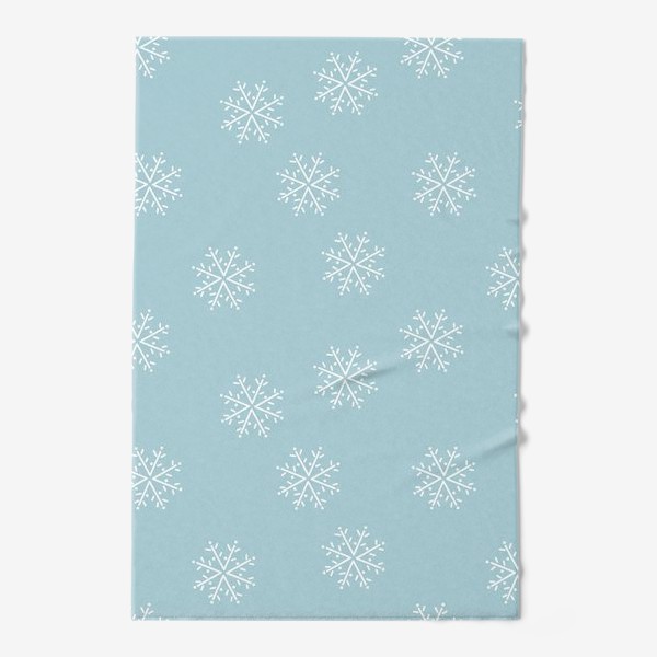 Полотенце «Снежинки на голубом фоне»