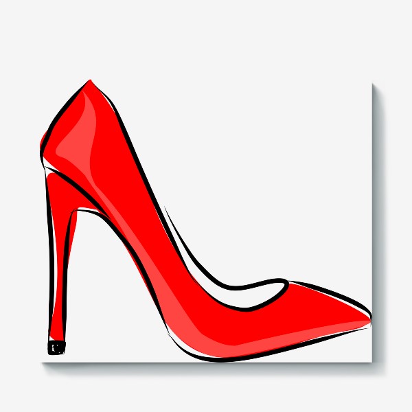 Холст «Яркая красная женская туфля лодочка на высоком каблуке»