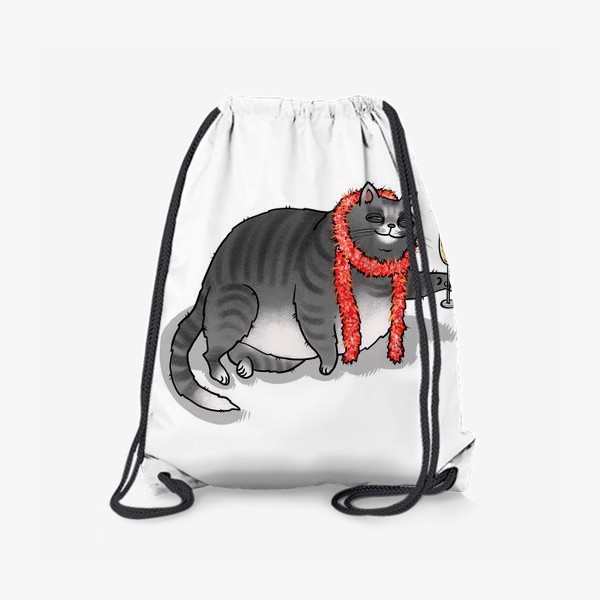 Рюкзак «Новогодний кот с шампанским »