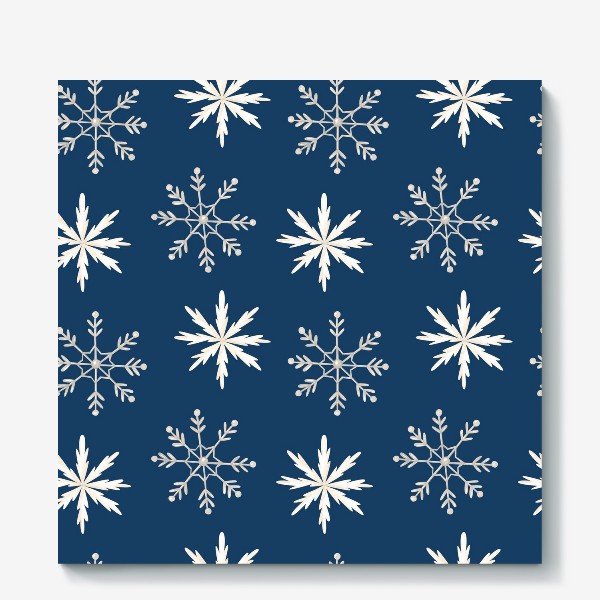 Холст «Снежинки на темно-синем фоне»
