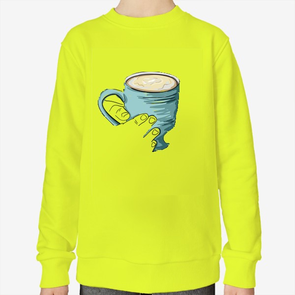 Свитшот «Чашка кофе, какао, чая в руках. Горячий напиток в кружке согревает душу»