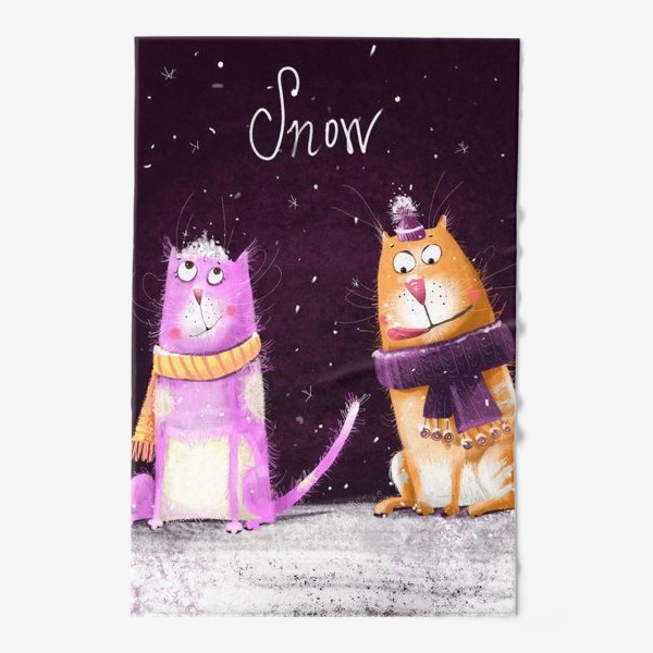 Полотенце «Котики и первый снег»