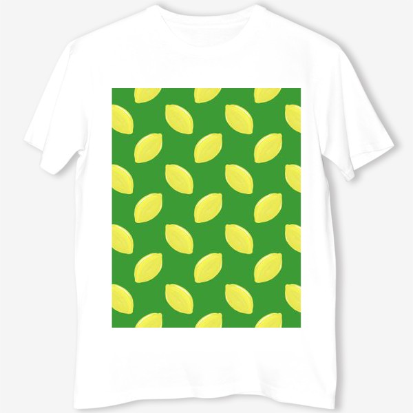 Футболка «лимоны на зеленом фоне летний фруктовый паттерн»