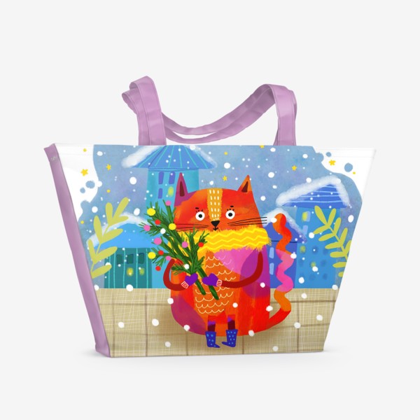 Пляжная сумка «Зимний кот»