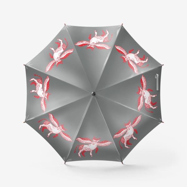 Зонт «Красный бык с крыльями. Серый фон»