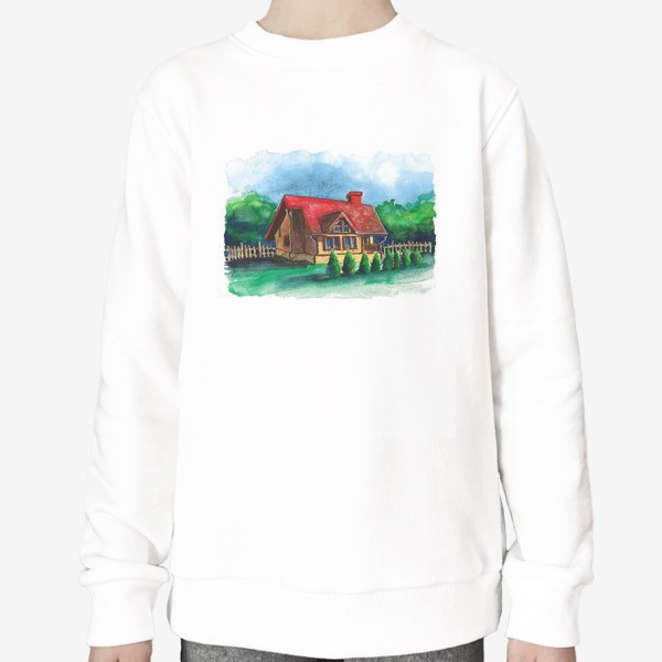 Свитшот «Деревенский домик с красной крышей»