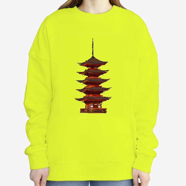 Свитшот &laquo;Высокая пагода. Восточное традиционное сооружение. Архитектура Китая, Японии, Камбоджи&raquo;