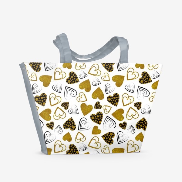Пляжная сумка «Золотые и черные сердечки»