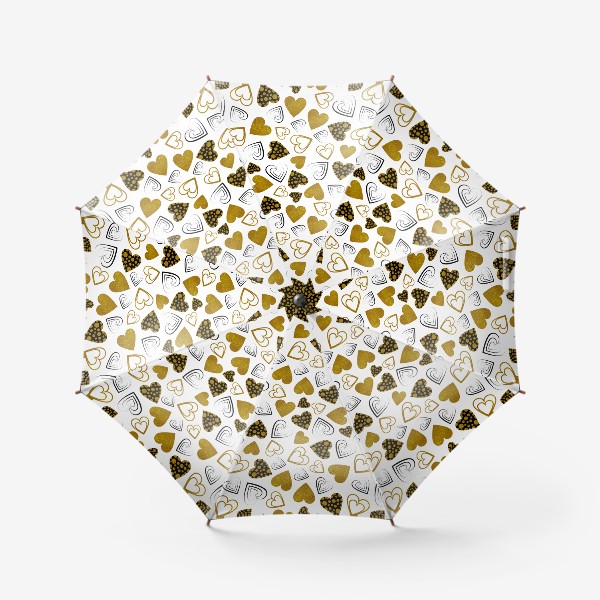 Зонт «Золотые и черные сердечки»