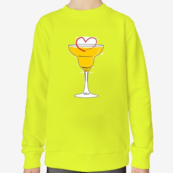 Свитшот «Яркий желтый коктейль в бокале и сердечко »