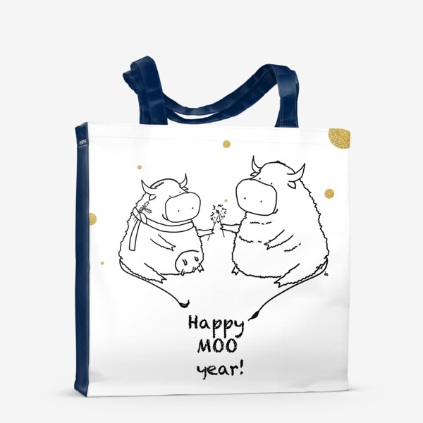 Сумка-шоппер «Happy MOO year! Бычки празднуют Новый год. 2021»