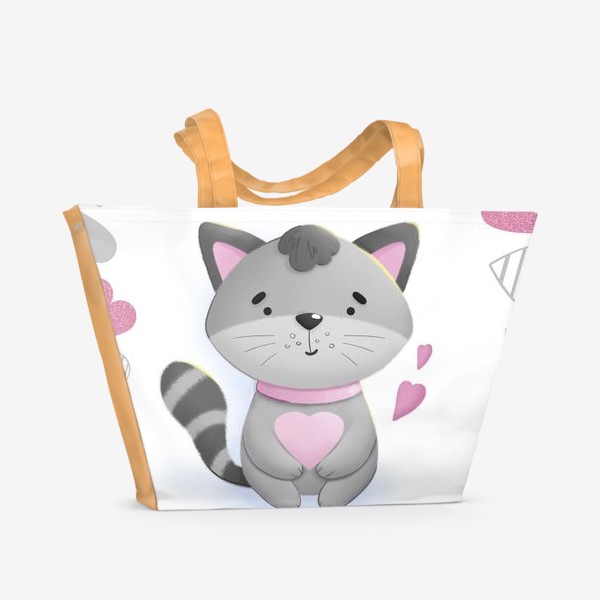 Пляжная сумка «Кот с сердечком»