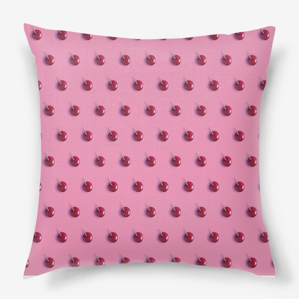 Подушка «Вишневый паттерн на розовом фоне (смещение_погориз)»