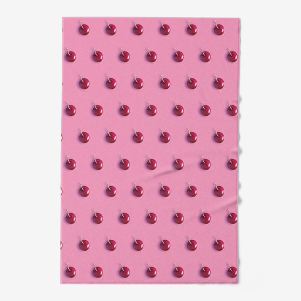 Полотенце «Вишневый паттерн на розовом фоне (смещение_погориз)»