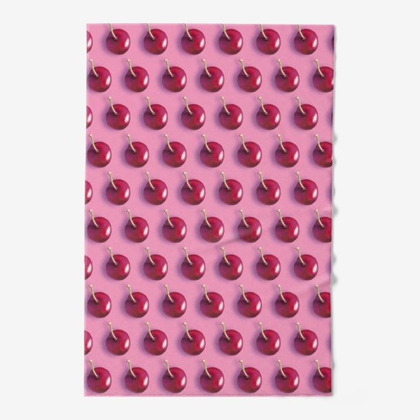 Полотенце «Вишневый паттерн на розовом фоне (смещение_погориз_меньше_фона)»