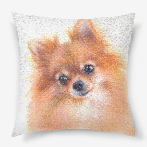 Подушка «Шпиц, лисичка, портрет любимца, рыжая собака»