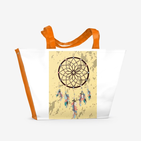 Пляжная сумка «Ловец снов в стиле бохо на текстурном фоне»