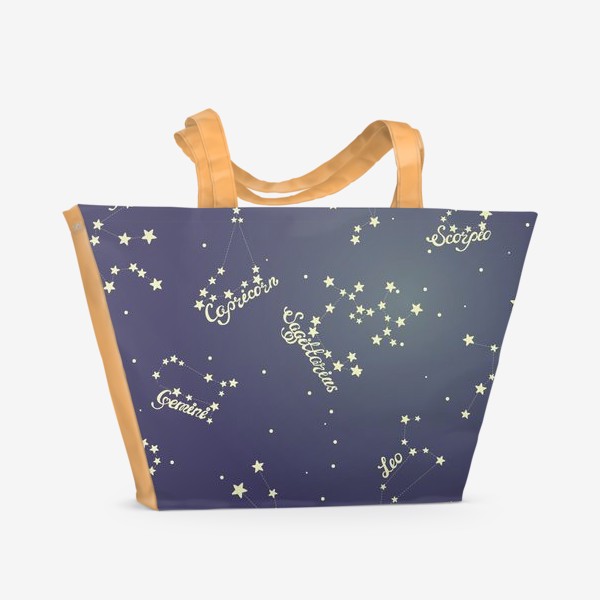 Пляжная сумка «Знаки зодиака в ночном небе»