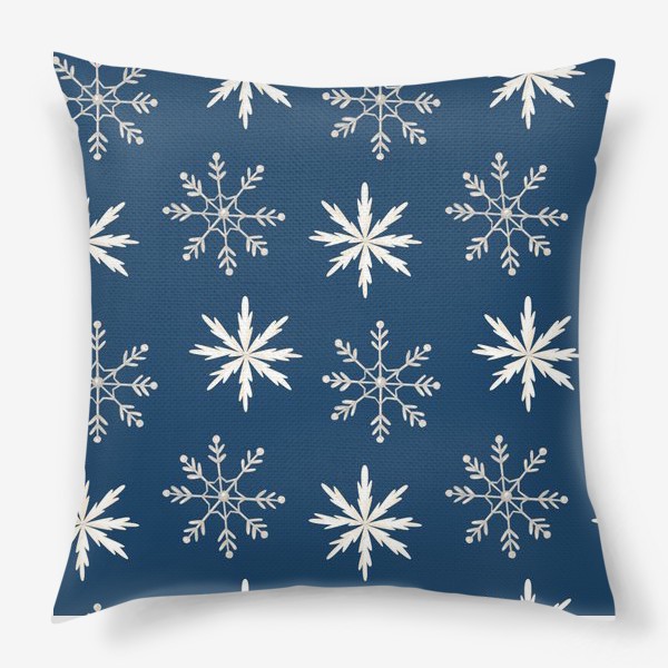 Подушка &laquo;Снежинки на темно-синем фоне&raquo;