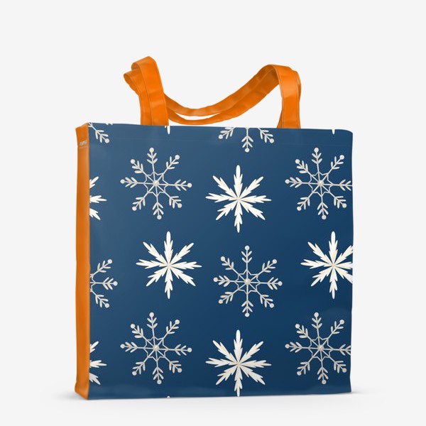Сумка-шоппер «Снежинки на темно-синем фоне»