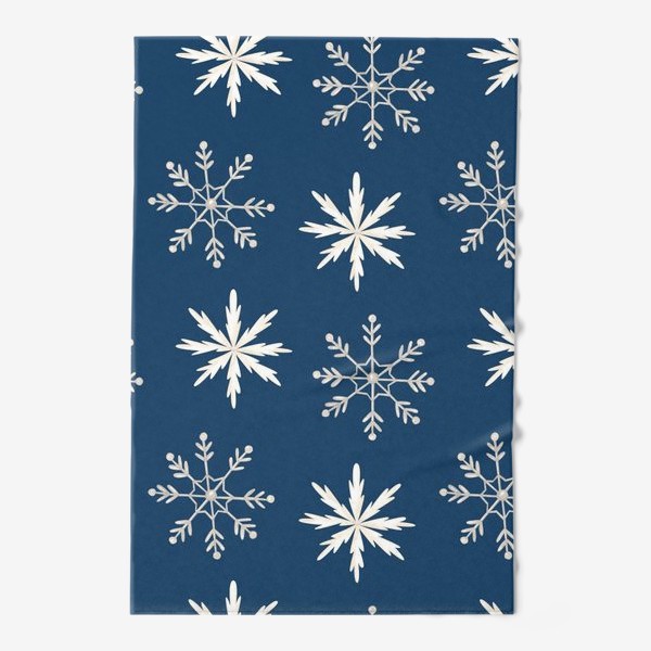 Полотенце «Снежинки на темно-синем фоне»
