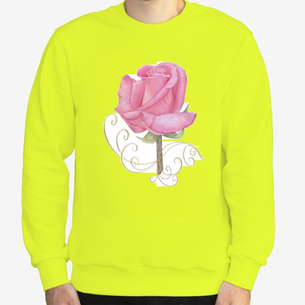 Свитшот «Акварельный рисунок "Розовый цветок роза"»