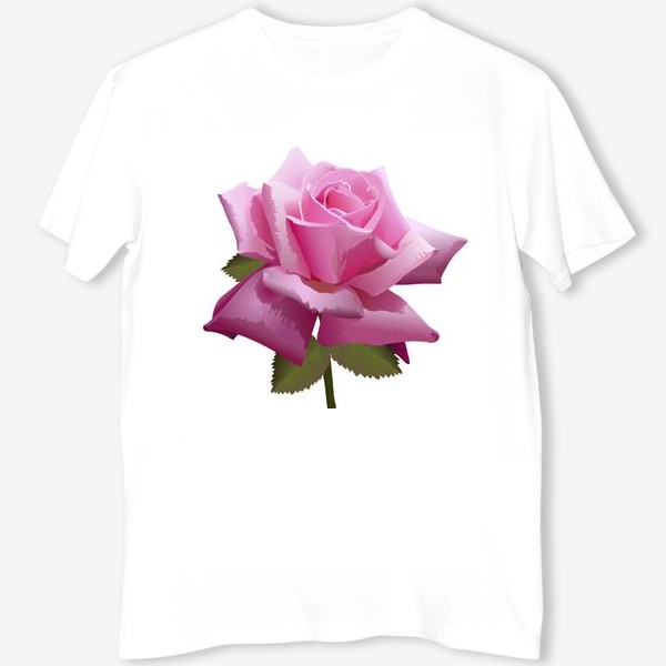 Футболка «Розовый цветок роза на белом фоне в векторной графике»