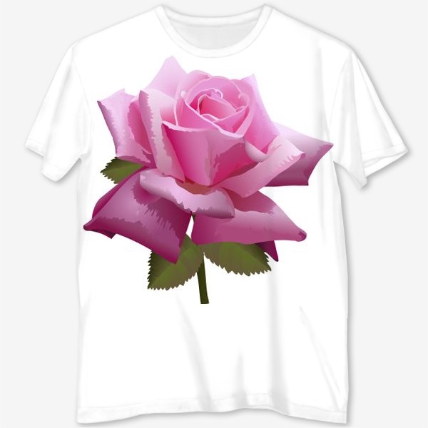 Футболка с полной запечаткой &laquo;Розовый цветок роза на белом фоне в векторной графике&raquo;