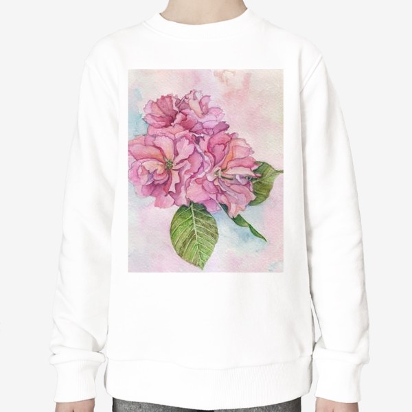 Свитшот «Акварель розовый Цветок яблони, сакура, вишня, цветы»