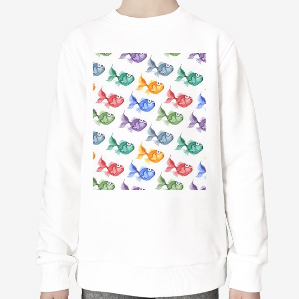Свитшот «Акварель, Разноцветные рыбки.»