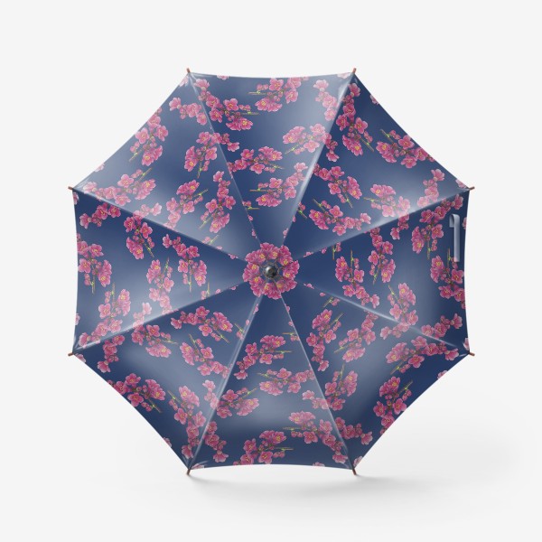 Зонт «Цветы айвы на темно синем фоне»