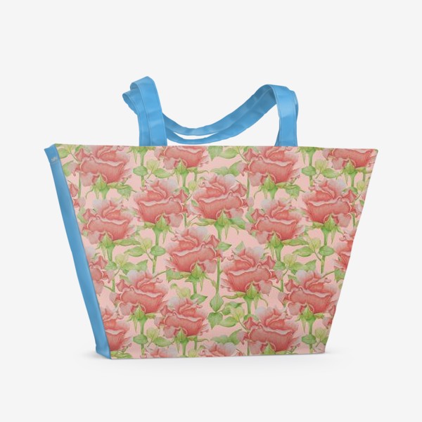 Пляжная сумка &laquo;Розы на розовом фоне&raquo;