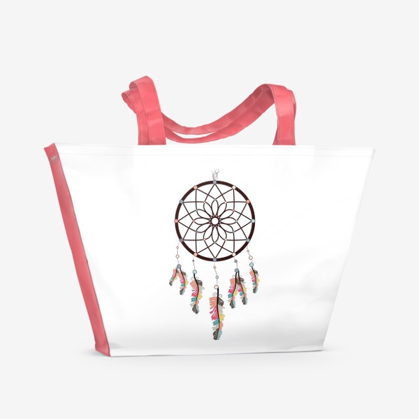 Пляжная сумка «Ловец снов в стиле бохо с перьями»