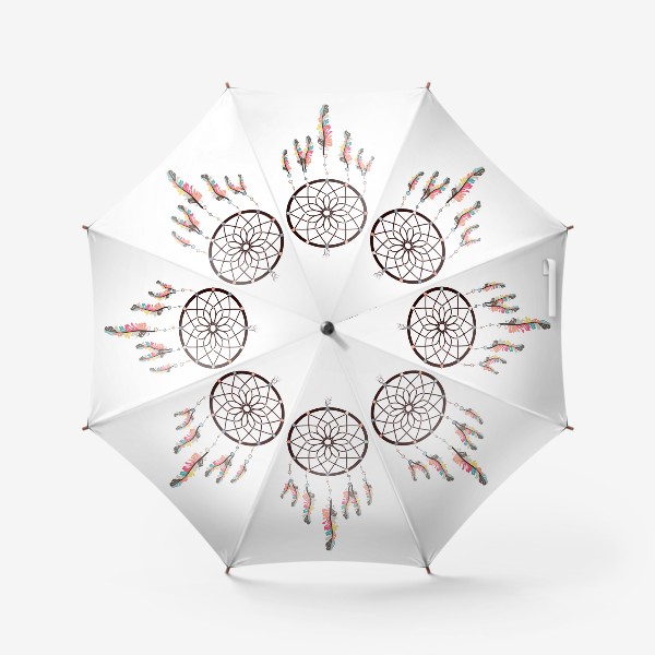 Зонт «Ловец снов в стиле бохо с перьями»