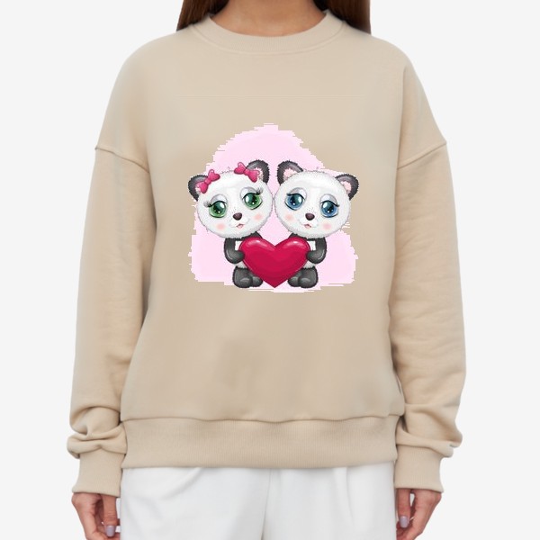 Свитшот «Влюбленные панды с сердечком, 14 февраля»